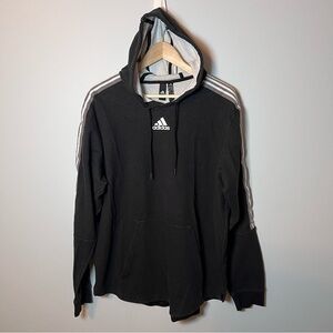 Adidas Essentials 3-Stripe Pullover Hoodie Black Size XL Lightweight Running‎